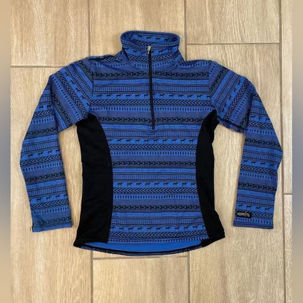 Kerrits Blue and Black Long Sleeve Top